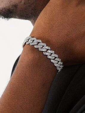 S925 Sterling 925 Silver with 9.7 Carat Moissanite Hip Hop Cuban Bracelet